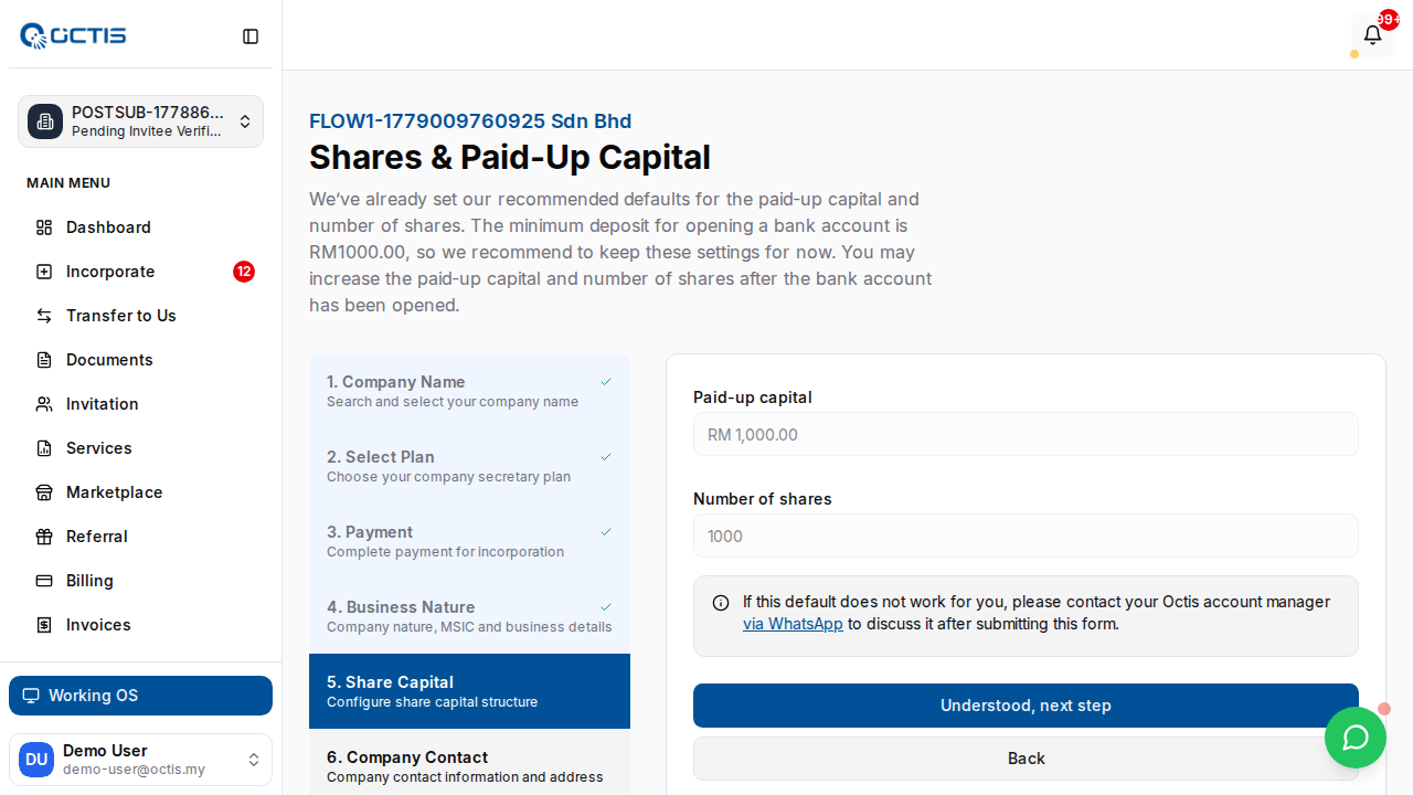 Step 8: Share capital