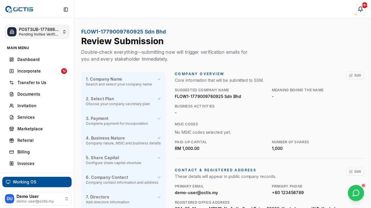 Step 12: Review submission