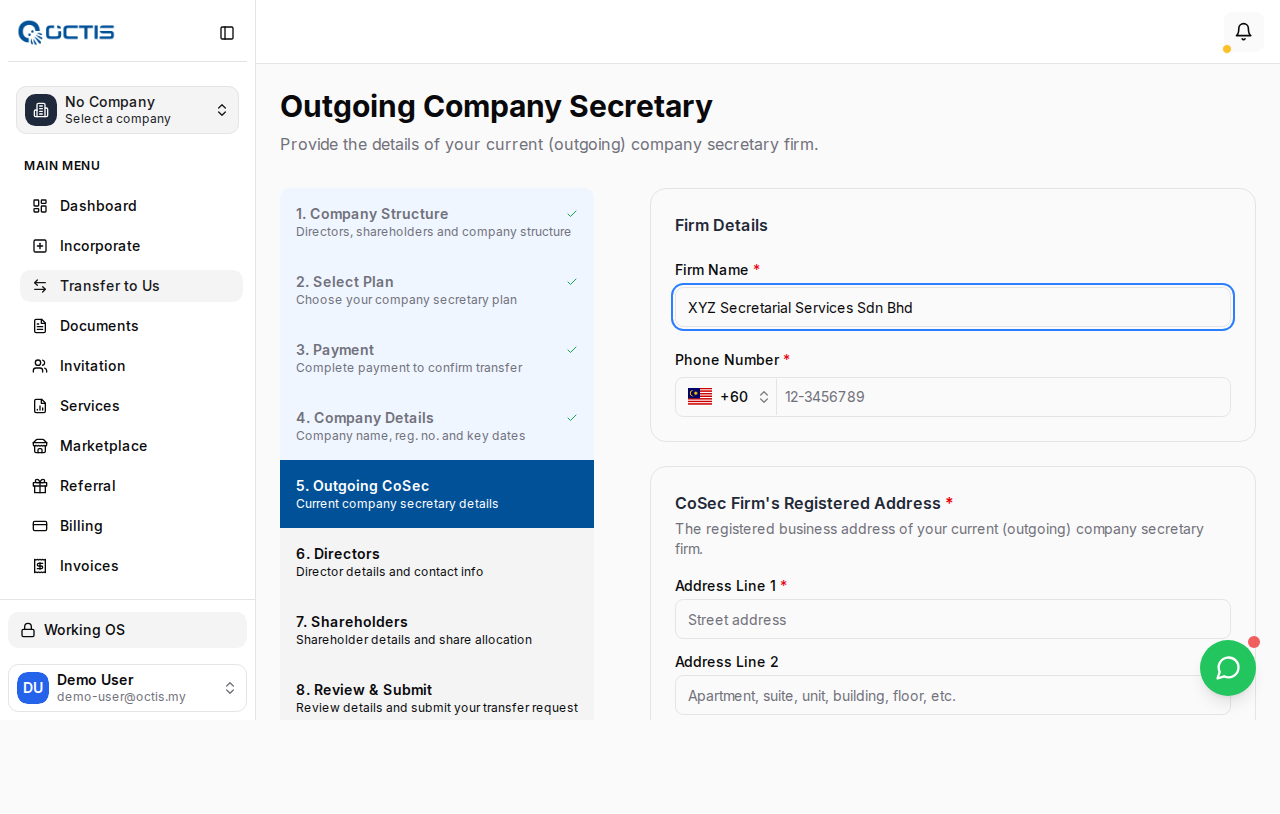 Step 9: Outgoing comsec