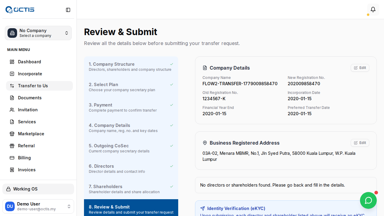 Step 12: eKYC review + submit